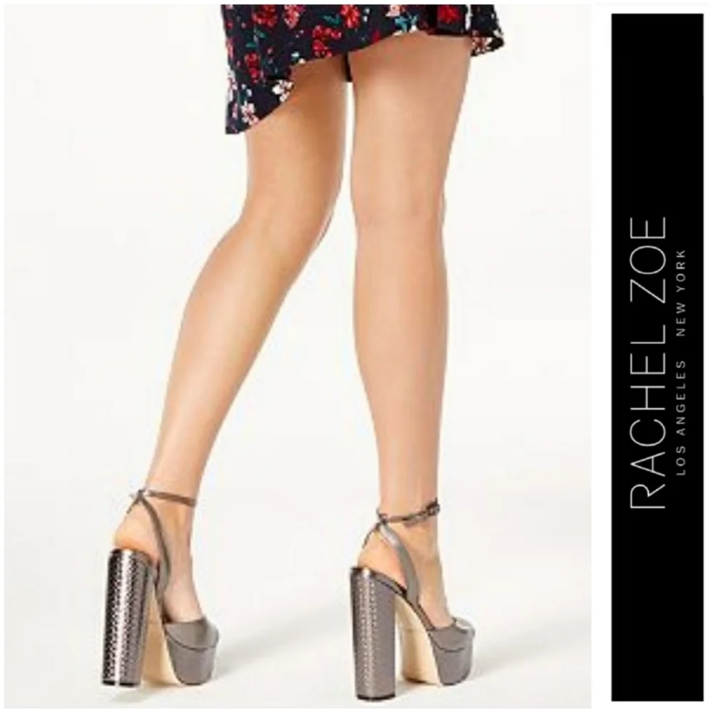 NWOB Rachel Zoe Metallic Gray Platform Sandals